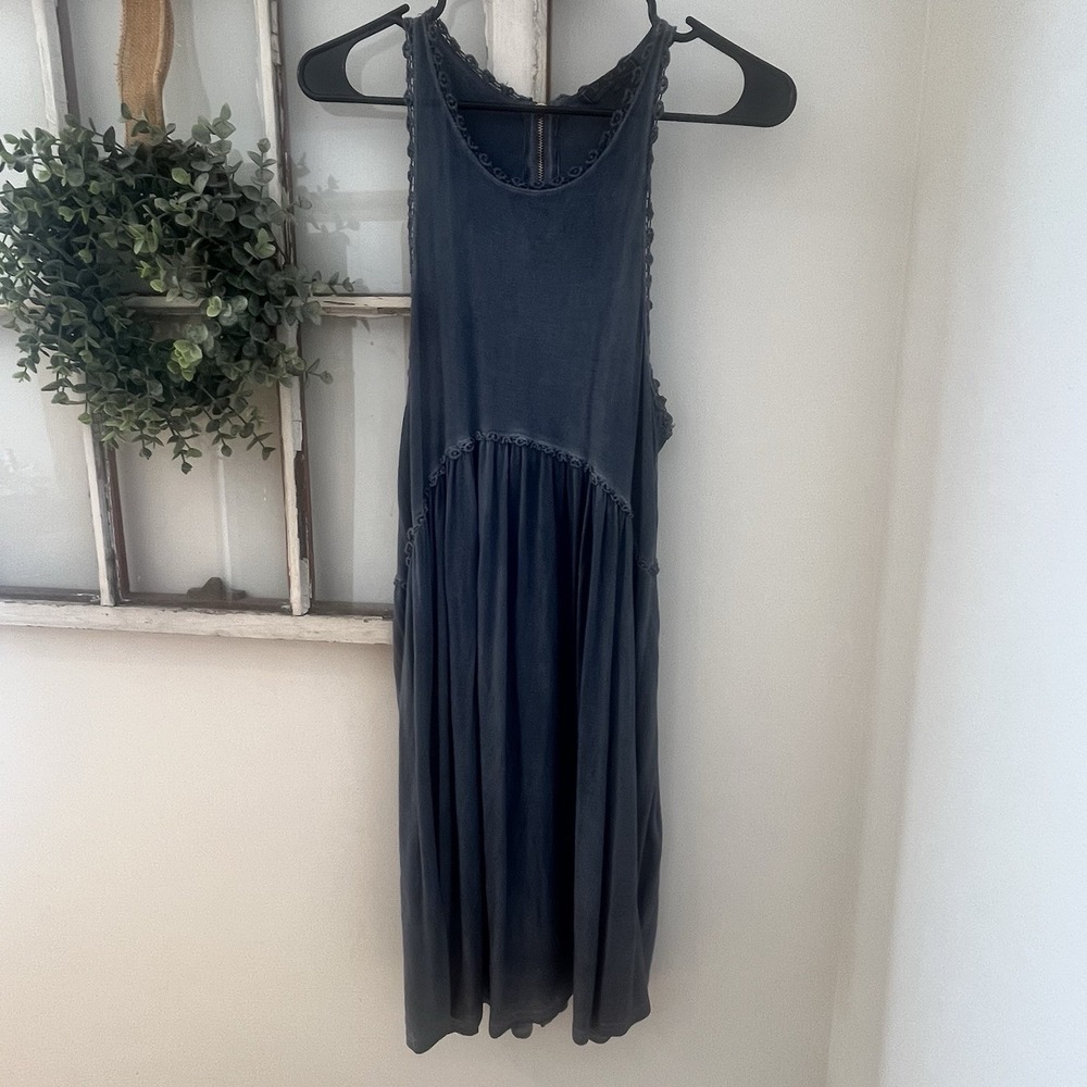 POL Beckah Dress Midnight Dusty Blue Boho Dress Zipper‎ Size M - Picture 3 of 8